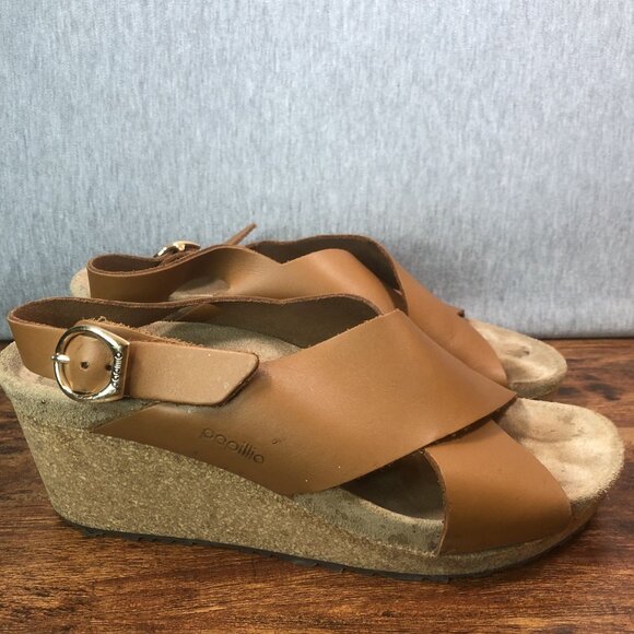 Papillio 40 US 9 Birkenstock Samira Ring Buckle Brown Wedge Sandals Slingback - Picture 1 of 10